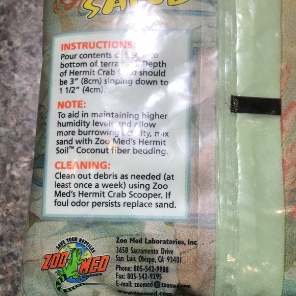 Hermit Crab Sand Zoo Med 2 lbs green.  All natural calcium carbonate substrate - Picture 5 of 8